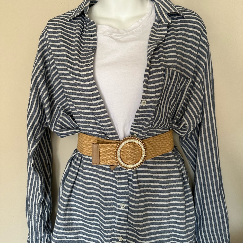 Madewell Blue and White Striped Button-Down Shirt